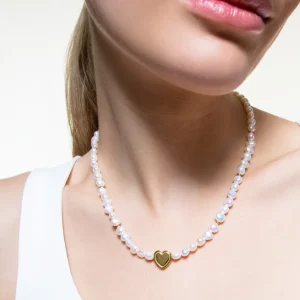 XENOX Halsketten^BEACH Halskette 925/- Sterlingsilber mit Süßwasserperlen, 18k Vergoldung goldfarben