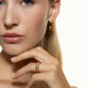 XENOX Ringe^BOLD BUBBLE Ring aus Edelstahl, silberfarben beschichtet