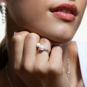 XENOX Ringe^BOLD PEARL Ring 925/- Sterlingsilber, rhodiniert