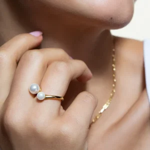 XENOX Ringe^BOLD PEARL Ring 925/- Sterlingsilber, rhodiniert