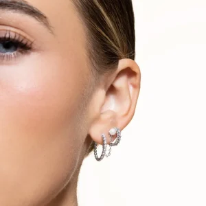 XENOX Ohrringe^BUBBLE PEARL MEDIUM Creolen 925/- Sterlingsilber, rhodiniert