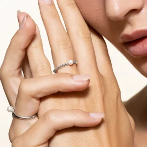 XENOX Ringe^BUBBLE PEARL Ring 925/- Sterlingsilber, rhodiniert