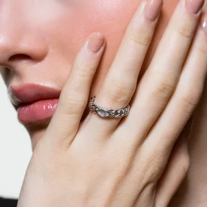 XENOX Ringe^CURB Ring 925/- Sterlingsilber, rhodiniert