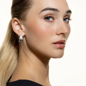 XENOX Ohrringe^DUO DROP Ohrringe aus Edelstahl, silberfarben beschichtet