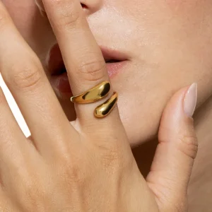 XENOX Ringe^DUO DROP Ring aus Edelstahl, silberfarben beschichtet