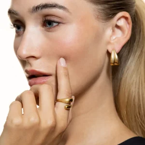 XENOX Ringe^DUO DROP Ring aus Edelstahl, silberfarben beschichtet