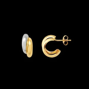 XENOX Echtgold | Ohrringe^FINE Bicolor Ohrringe, 14k Gelbgold gold/silberfarben