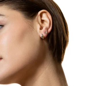 XENOX Echtgold | Ohrringe^FINE Bicolor Ohrringe, 14k Gelbgold gold/silberfarben