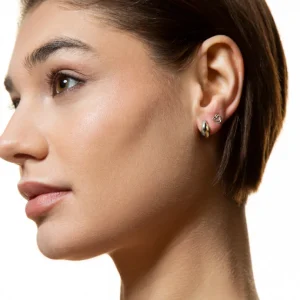 XENOX Ohrringe^FINE Bicolor Ohrringe, 9k Gelbgold gold/silberfarben