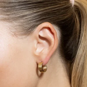 XENOX Ohrringe^FRAME TRIO Creolen aus Edelstahl, silberfarben beschichtet