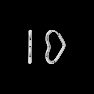 XENOX Ohrringe^HEART MAXI Creolen aus Edelstahl, silberfarben beschichtet