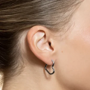 XENOX Ohrringe^HEART MINI Creolen aus Edelstahl, silberfarben beschichtet