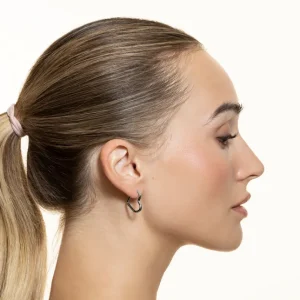 XENOX Ohrringe^HEART MINI Creolen aus Edelstahl, silberfarben beschichtet