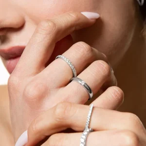 XENOX Partnerringe | Ringe^Partnerring aus 925/- Sterlingsilber mit Zirkonia-Stein, rhodiniert silberfarben