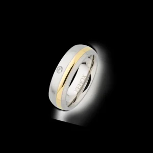 XENOX Partnerringe | Ringe^Partnerring aus Edelstahl mit Zirkonia-Stein goldfarben
