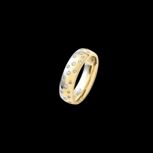 XENOX Partnerringe | Ringe^Partnerring aus Edelstahl mit Zirkonia-Steinen goldfarben