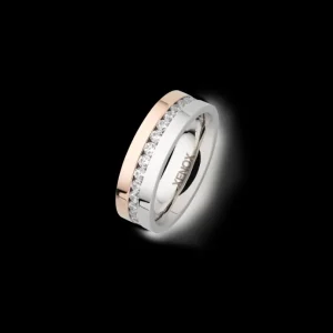 XENOX Partnerringe | Ringe^Partnerring aus Edelstahl mit Zirkonia-Steinen roséfarben