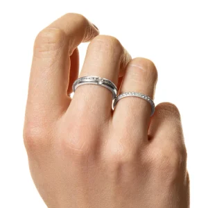 XENOX Partnerringe | Ringe^Partnerring aus Edelstahl mit Zirkonia-Steinen silberfarben