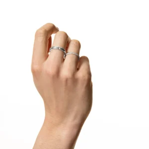 XENOX Partnerringe | Ringe^Partnerring aus Edelstahl mit Zirkonia-Steinen silberfarben