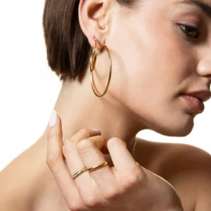 XENOX Partnerringe | Ringe^Partnerring aus Edelstahl mit Zirkonia-Steinen goldfarben