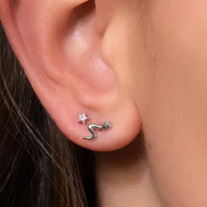 XENOX Piercings^PIERCING Schlange 925/- Sterlingsilber, rhodiniert