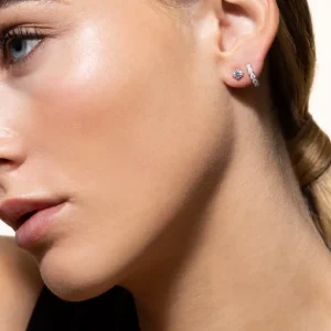 XENOX Ohrringe^PURE ESSENTIALS Creolen 925/- Sterlingsilber, rhodiniert