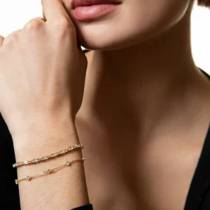 XENOX Armbänder^TENNISARMBAND 925/- Sterlingsilber mit Zirkonia-Steinen, 18k Vergoldung goldfarben