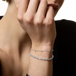 XENOX Armbänder^TENNISARMBAND 925/- Sterlingsilber mit Zirkonia-Steinen, rhodiniert silberfarben