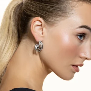 XENOX Ohrringe^TRIO MEDIUM Creolen aus Edelstahl, silberfarben beschichtet