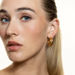 XENOX Ohrringe^TRIO MEDIUM Creolen aus Edelstahl, silberfarben beschichtet