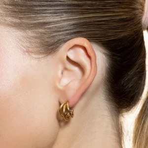 XENOX Ohrringe^TRIO SMALL Creolen aus Edelstahl, silberfarben beschichtet