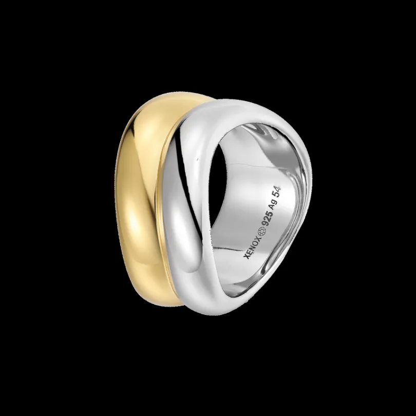 two_tone_ring__sterlingsi_0.webp XENOX Ringe^TWO TONE Ring 925/- Sterlingsilber, 18k Vergoldung gold/silberfarben