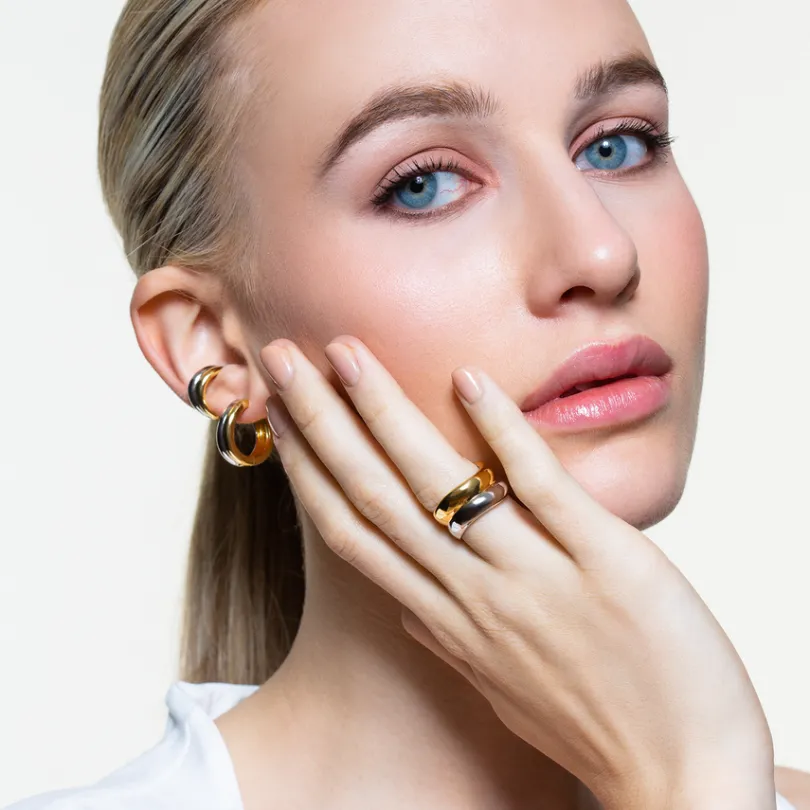 two_tone_ring__sterlingsi_2.webp XENOX Ringe^TWO TONE Ring 925/- Sterlingsilber, 18k Vergoldung gold/silberfarben